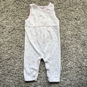 McBaby Floral Romper 3-6 Months Sleeveless White Pink Trim Baby Girl Outfit